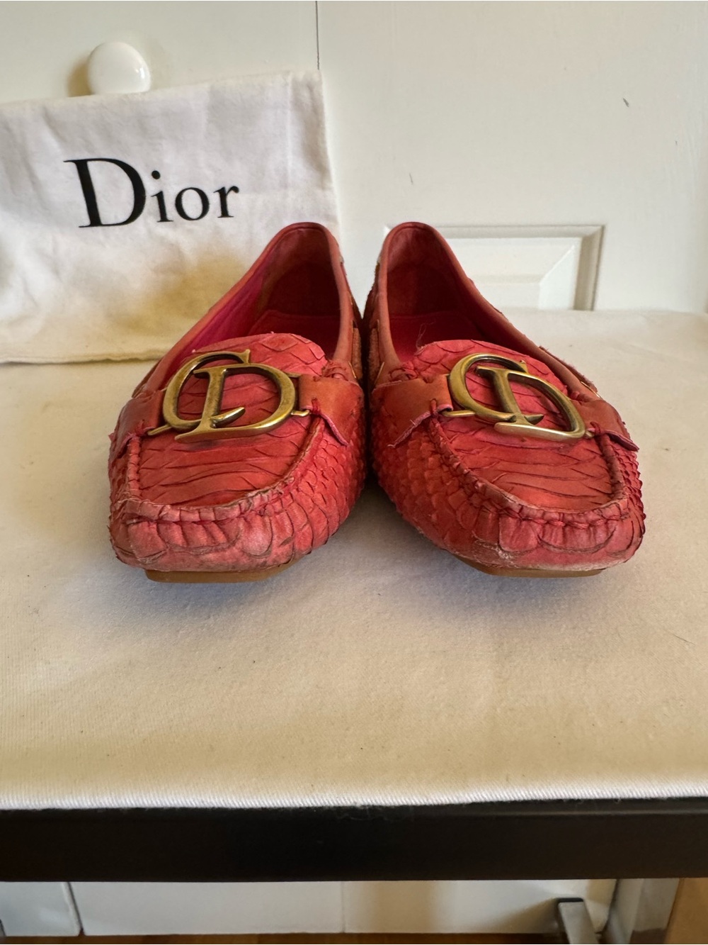 DIOR Coral Snake Skin Leather Moccasins 8-8.5 - Picture 4 of 7
